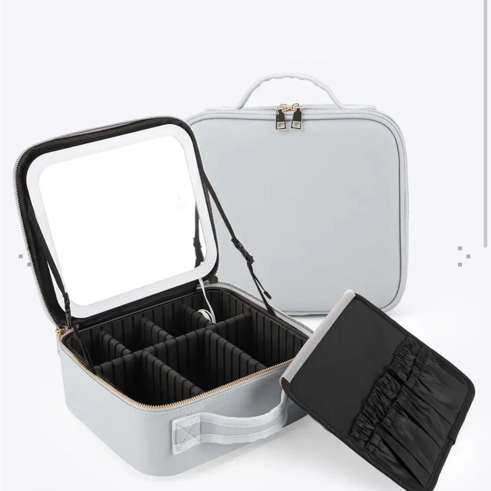 Portable Makeup Organizer with LED Mirror